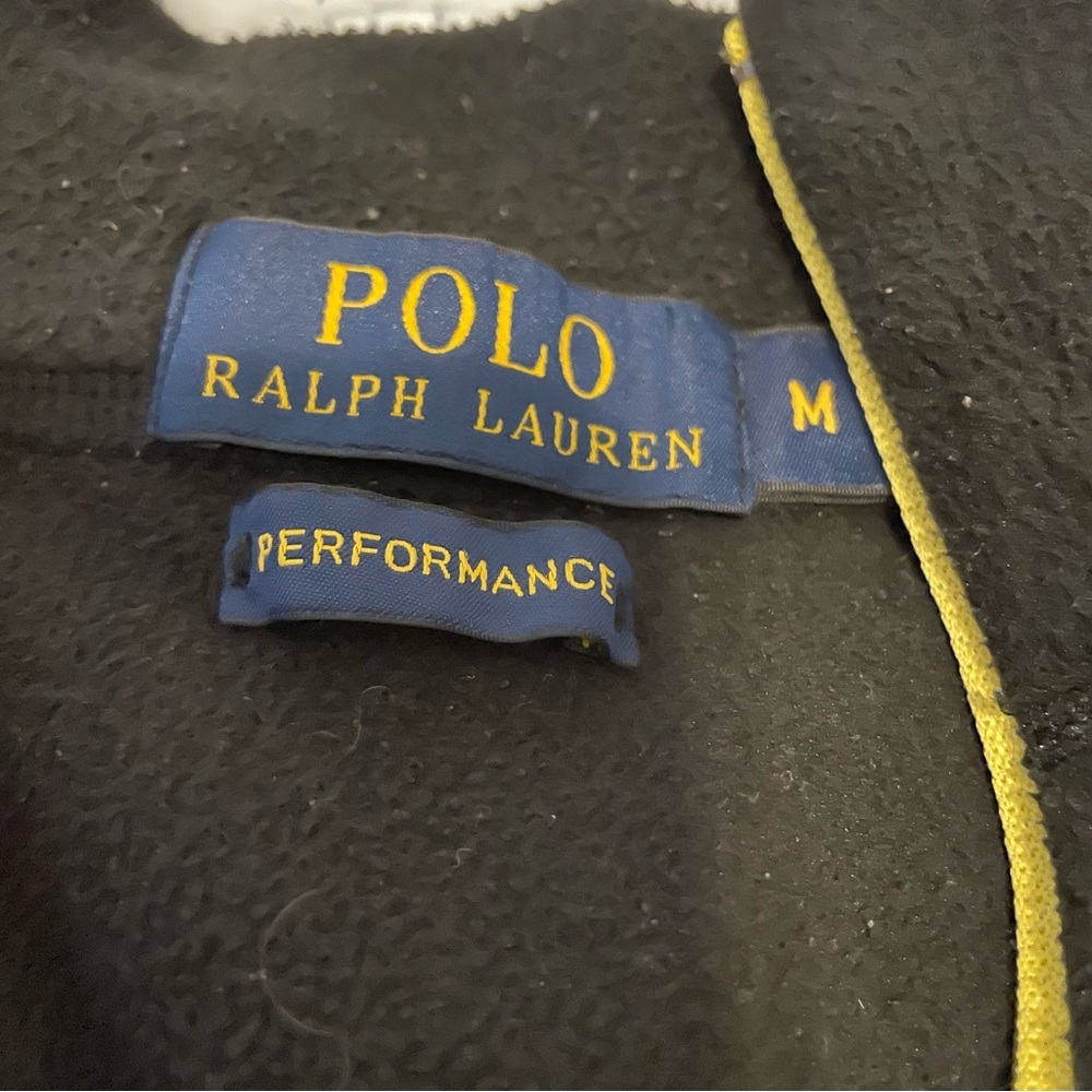 Ralph Lauren Black Quarter-Zip performance fleece with Yellow Accents - Picture 2 of 4